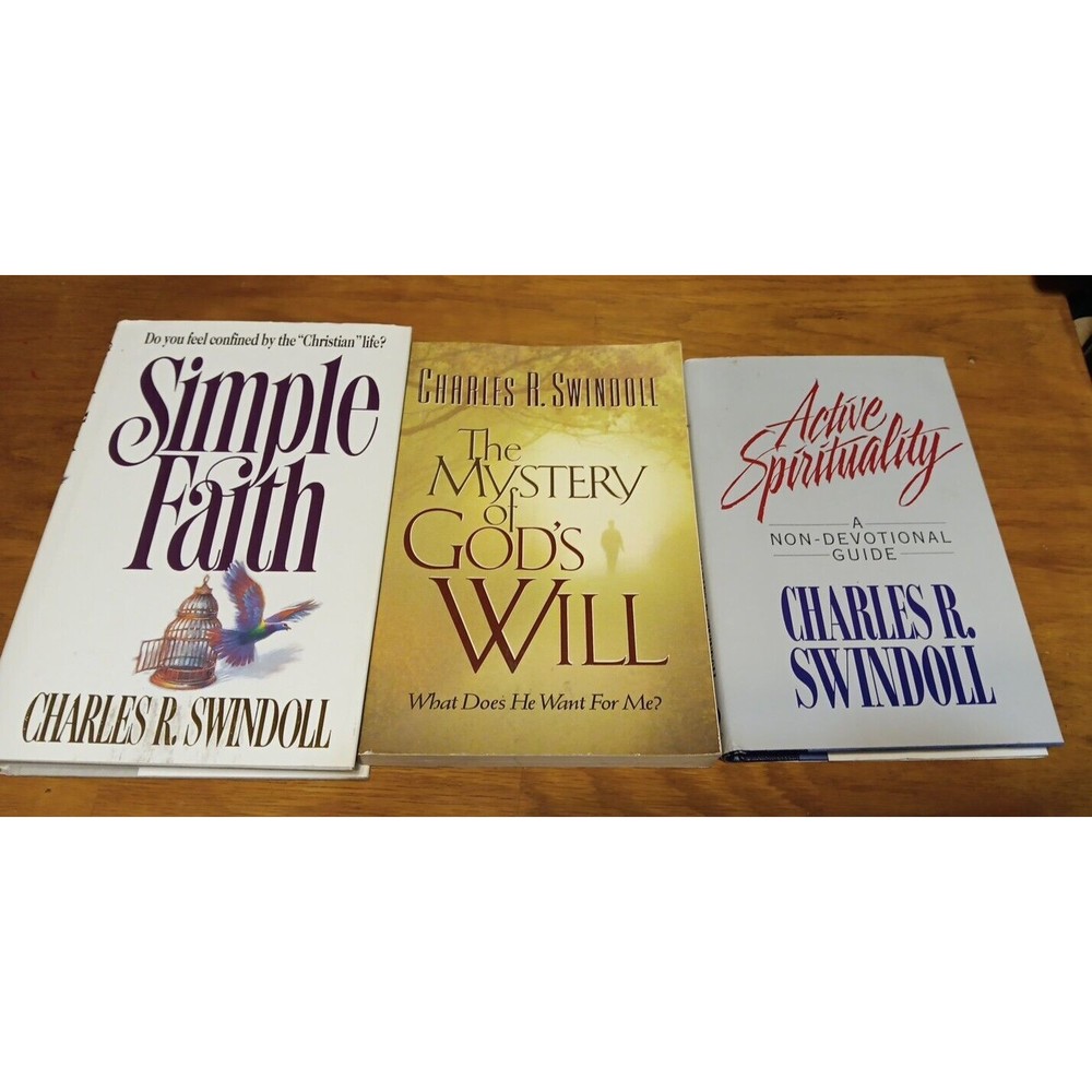 3 Charles R. Swindoll Books Simple Faith Mystery Of God's Will Spirituality 2 HC